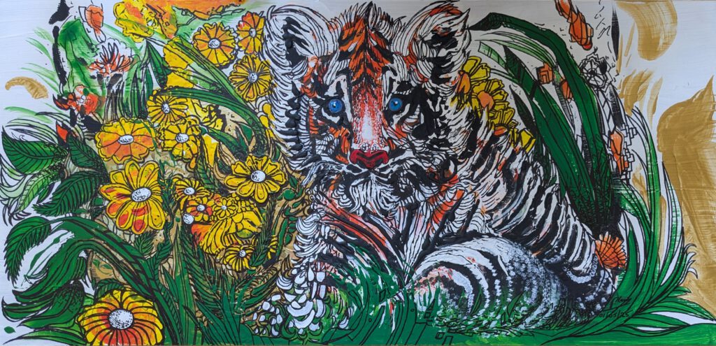 A Tiger's Wordl - een schilderij van Paul Lavender Schilderijen©️