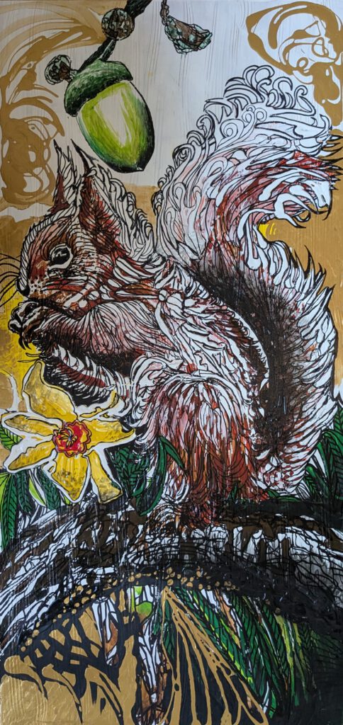 The Squirrel - een schilderij van Paul Lavender Schilderijen©️